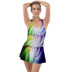 Rainbow Swirl Twirl Ruffle Top Dress Swimsuit