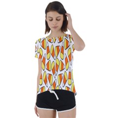 Candy Corn Halloween Candy Candies Short Sleeve Open Back T-shirt by Ravend