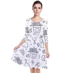 Set Chalk Out Scribble Collection Quarter Sleeve Waist Band Dress by Ravend