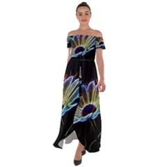 Flower Pattern Design Abstract Background Off Shoulder Open Front Chiffon Dress by Amaryn4rt