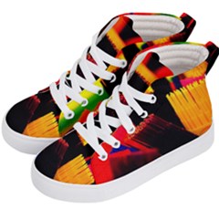Plastic Brush Color Yellow Red Kids  Hi-top Skate Sneakers by Amaryn4rt