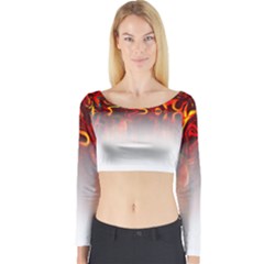 Effect Pattern Brush Red Long Sleeve Crop Top by Amaryn4rt