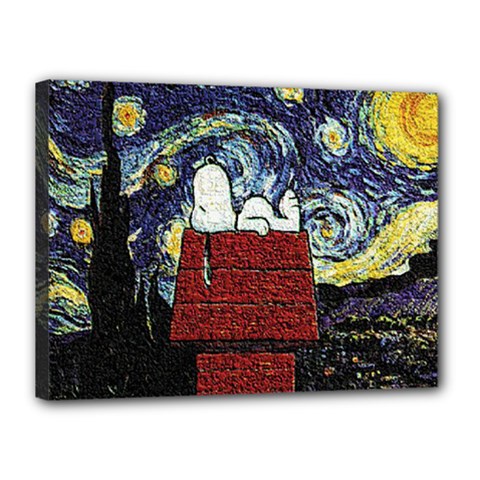 Cartoon Dog House Van Gogh Canvas 16  X 12  (stretched) by Modalart