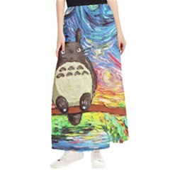 Totoro Starry Night Art Van Gogh Parody Maxi Chiffon Skirt by Modalart