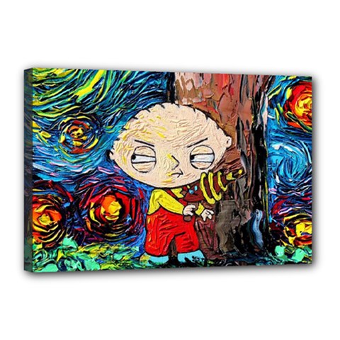 Cartoon Starry Night Vincent Van Gogh Canvas 18  X 12  (stretched) by Modalart