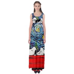 Dog House Vincent Van Gogh s Starry Night Parody Empire Waist Maxi Dress by Modalart