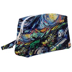 The Great Wall Nature Painting Starry Night Van Gogh Wristlet Pouch Bag (large) by Modalart