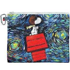 Dog Flying House Cartoon Starry Night Vincent Van Gogh Parody Canvas Cosmetic Bag (xxxl) by Modalart