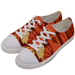 Amber Yellow Stripes Leaves Floral Women s Low Top Canvas Sneakers by Pakjumat