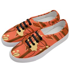 Amber Yellow Stripes Leaves Floral Women s Classic Low Top Sneakers by Pakjumat