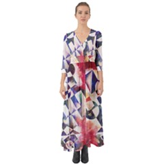 Abstract Art Work 1 Button Up Boho Maxi Dress by mbs123