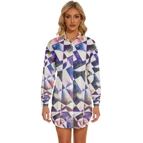 Abstract Art Work 1 Womens Long Sleeve Shirt Dress by mbs123