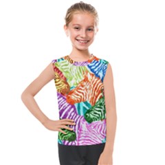 Zebra Colorful Abstract Collage Kids  Mesh Tank Top by Amaryn4rt