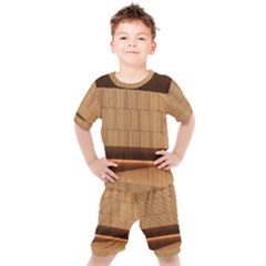 Architecture Art Boxes Brown Kids  T-shirt And Shorts Set by Amaryn4rt