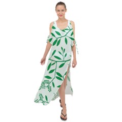 Leaves Foliage Green Wallpaper Maxi Chiffon Cover Up Dress by Amaryn4rt