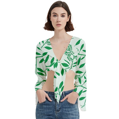 Leaves Foliage Green Wallpaper Trumpet Sleeve Cropped Top by Amaryn4rt