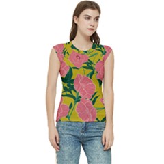 Pink Flower Seamless Pattern Women s Raglan Cap Sleeve T-shirt by Bedest