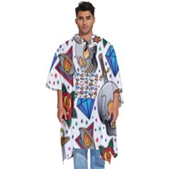 Full Color Flash Tattoo Patterns Men s Hooded Rain Ponchos by Bedest