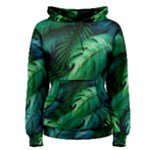 Tropical Green Leaves Background Women s Pullover Hoodie