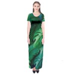 Tropical Green Leaves Background Short Sleeve Maxi Dress