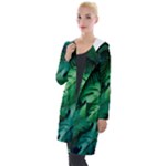 Tropical Green Leaves Background Hooded Pocket Cardigan