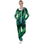 Tropical Green Leaves Background Women s Tracksuit