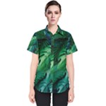 Tropical Green Leaves Background Women s Short Sleeve Shirt