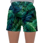 Tropical Green Leaves Background Sleepwear Shorts