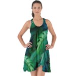 Tropical Green Leaves Background Show Some Back Chiffon Dress