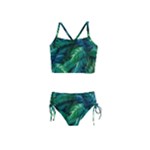 Tropical Green Leaves Background Girls  Tankini Swimsuit