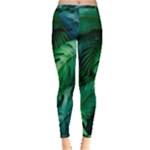 Tropical Green Leaves Background Inside Out Leggings