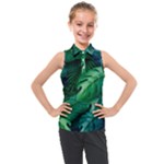 Tropical Green Leaves Background Kids  Sleeveless Polo T-Shirt