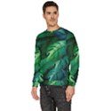 Tropical Green Leaves Background Men s Fleece Sweatshirt View2