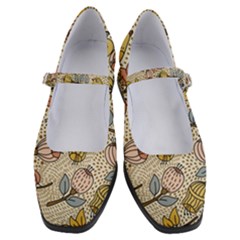 Seamless Pattern With Flower Bird Women s Mary Jane Shoes by Bedest