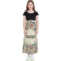 Seamless Pattern With Flower Birds Kids  Flared Maxi Skirt by Bedest