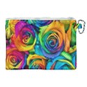 Colorful Roses Bouquet Rainbow Canvas Cosmetic Bag (XL) View2