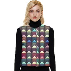 Diamond Geometric Square Design Pattern Women s Button Up Puffer Vest by Pakjumat