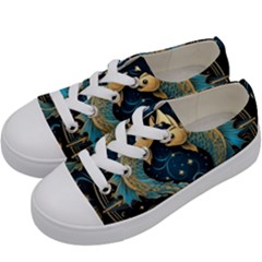 Fish Star Sign Kids  Low Top Canvas Sneakers by Pakjumat
