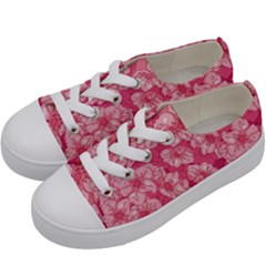 Cute Pink Sakura Flower Pattern Kids  Low Top Canvas Sneakers by Pakjumat