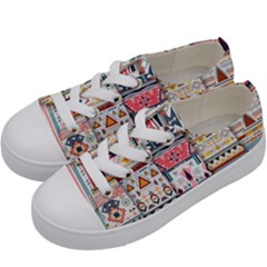 Pattern Texture Multi Colored Variation Kids  Low Top Canvas Sneakers by Pakjumat