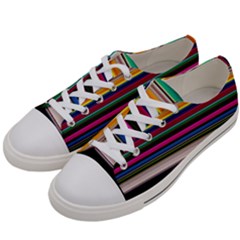 Horizontal Lines Colorful Men s Low Top Canvas Sneakers by Pakjumat