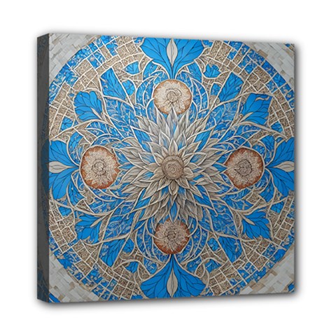 Flower Mandala Pattern Mini Canvas 8  X 8  (stretched) by Pakjumat