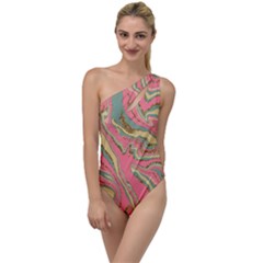 Pattern Glitter Pastel Layer To One Side Swimsuit by Pakjumat