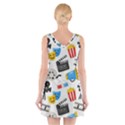 Cinema Icons Pattern Seamless Signs Symbols Collection Icon V-Neck Sleeveless Dress View2