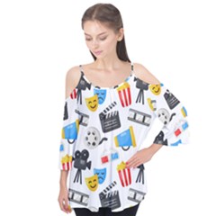 Cinema Icons Pattern Seamless Signs Symbols Collection Icon Flutter Sleeve T-shirt 