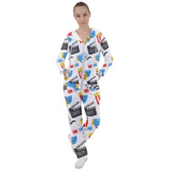 Cinema Icons Pattern Seamless Signs Symbols Collection Icon Women s Tracksuit