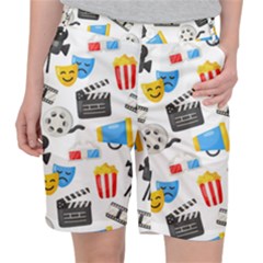 Cinema Icons Pattern Seamless Signs Symbols Collection Icon Women s Pocket Shorts