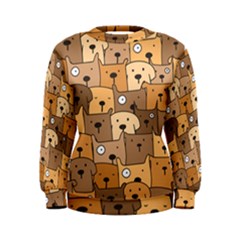 Cute Dog Seamless Pattern Background Women s Sweatshirt