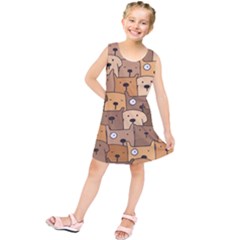 Cute Dog Seamless Pattern Background Kids  Tunic Dress
