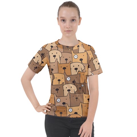 Cute Dog Seamless Pattern Background Women s Sport Raglan T-shirt by Pakjumat